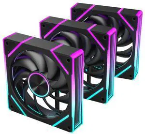 RUIX V8 Prism 120mm ARGB PWM Computer Case Fan 3-Pack, Mirror Design, High-Performance Cooling for Gaming PC- Black, Forward