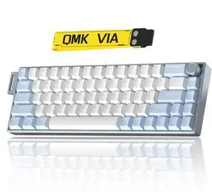 KG18 65% Compact Mechanical Keyboard - QMK/VIA Programmable, Hot-Swappable, Gasket Mount, Volume Knob, 32-bit ARM4 Chip, RGB Backlit (68 Keys, USB-C, Aluminum Frame) (Baby Blue)