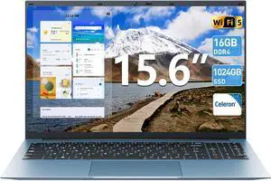 SGIN 15.6 Inch Laptop, 16GB RAM 1024GB SSD, Laptops Computer with Cereron N5100 Quad-Core, Win 11, Portable Notebook, 7000mAh, WiFi 6, 180° Open Angle