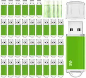 Nicepicten Memorias USB 4GB Flash Drive 50 Pack, USB 2.0 Thumb Drives Bulk Memory Sticks 4GB FAT32 USB Flash Drives Bulk Jump Drives Multipack Pack of 50 with Lanyard(Green 50 Packs 4 GB)