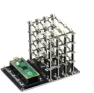 Pico Cube 4x4x4 64 LED Cube Kit for Raspberry Pi Pico (Assembled, Blue)