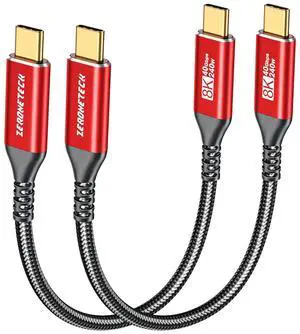 40Gbps USB 4 Cable for Thunderbolt 4 [Red, 1FT-2Pack], 12 inch High-Speed Data Transfer, Short USB C Monitor Cable 8K@60Hz/4K@144Hz, 240W Fast Charge for MacBook, iPad, Mac mini,SSD enclosure, Docking