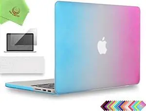 UESWILL 3 in 1 Matte Hard Case Compatible with MacBook Pro (Retina, 15 inch, Mid 2012/2013/2014/Mid 2015), Model A1398, NO CD-ROM, NO Touch Bar + Keyboard Cover and Screen Protector, Rainbow