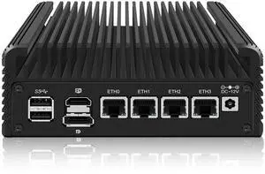 4 Port, Firewall Micro Appliance/Mini PC, Quad Core N100, Soft Router PC, 4 x 2.5GbE i226V LAN Fanless Computer Hardware, AES-NI, 8GB RAM 128GB SSD