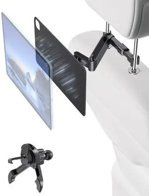 KU XIU Car Headrest Magnetic Tablet Holder for iPad Pro/Air 11" M2/M3, Backseat Tablet Car Mount Adjustable Arm, Road Trip Essentials for Kids, for iPad Pro 11 1st/2nd/3rd/4th, iPad Air 10.9" 4/5th