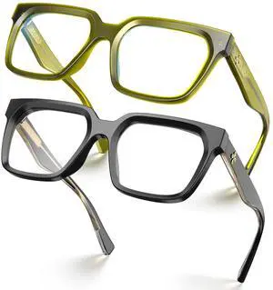 VISOONE 2 Pack Rectangle TR90 Blue Light Blocking Glasses Computer Eyewear with Preppy Look for Women and Men Cougar