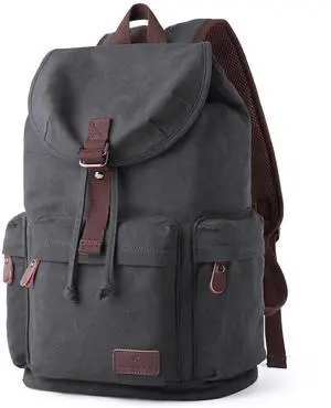 Vintage Canvas Backpack for Men 30L Durable Travel Backpack with 17.3 Inch Laptop Compartment Drawstring and Magnetic Closure Mens Daypack Backpacks for College, Hiking, Commute, BusinessNavy, 30L