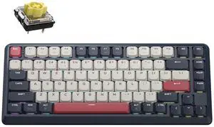 JamesDonkey J1 Low-Profile Wireless Mechanical Keyboard - QMK/VIA RGB Backlit, Hot-Swappable Banana Switch, 2.4 GHz Bluetooth, PBT Keycaps, 75% Layout Mac/Win/Linux for Office/Gaming - Dark Blue