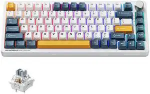 Machenike K600 B82W Gasket Mechanical Gaming Keyboard,75% Wireless Hot Swappable Gaming Keyboard with Padding&Knob,Bluetooth/2.4GHz/USB-C,RGB Backlit for PC/Tablet/Xbox/PS4/PS5