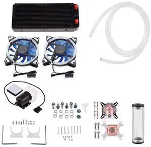DIY 240mm Cooler CPU/GPU Block Pump Reservoir LED Fan Heat Sink Compputer Water Cooling Kit