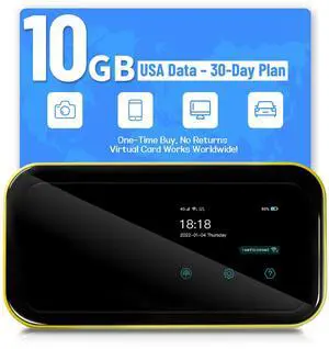 FREEBOT Portable WiFi Hotspot for Travel, Mobile Hotspot Device 4G LTE Router, Pay As You Go WiFi Router, 150+ Countries Coverage, No Contract No SIM, Connects Up to 10 Devices (10GB 30 Days USA Data)
