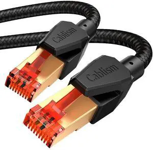 Cat 8 Ethernet Cable 10FT-6Pack, High Speed LAN Network Cable RJ45 40Gbps 2000Mhz Nylon Braided Gold Plated Gigabit Internet Patch Cord, Compatible with Cat 7/6/5e/5 (Black Round Cable 10FT-6Pack)