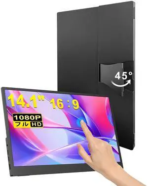 Portable Monitor Touchscreen 14.1'' Ultra-Thin Lightweight 1920x1080P Built-in Speakers 100% sRGB 10-Point Touch Type-C/Standard HDMI Compatible with PS4/PS5/PC/Mac and Other Devices