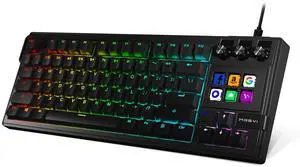 MRSVI 78-Key Wired Mechanical Gaming Keyboard with 6 LCD Programmable Macro Keys, RGB Backlit, Compact Tenkeyless Design for PC/Mac Gamers & Content Creators (Red Switch) (Black)