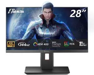 ETiansu 28 Inch 4K UHD 3840x2160 144Hz Gaming Computer Monitor,1ms IPS PC Screen,AMD FreeSync Premium,125% sRGB,95% DCI-P3,Monitor with Speaker,HDMI2.1,DP1.4,Height Adjustable