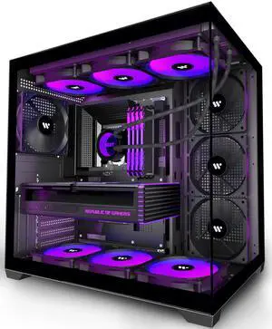 KEDIERS PC CASE ATX 4 Fans Pre-Installed, Type-C Mid Tower Computer Case with Full-View Dual Tempered Glass, Gaming PC Case,Black,K4