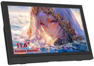 11.6-inch Portable Monitor,1366x768p 60hz Full HD Small HDMI Monitor with Built-in Dual Speakers, Dual USB-C Port Suitable for Laptops/Computers/Pc/Mac/Ps5/4 xxbo/Switch