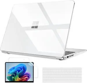 B BELK Case for Microsoft Surface Laptop 15 inch Touchscreen Copilot+ PC 2024 (7th Edition) Model: 2037, Plastic Hard Shell Case + Keyboard Cover + Screen Protector for 15'' Microsoft Surface, Clear