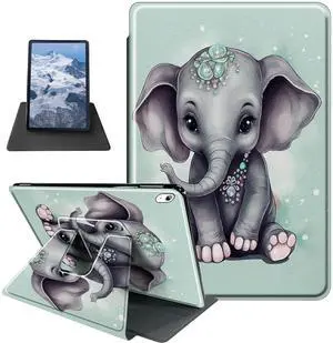 Elephant Ring Pattern Case for iPad Air 5th/4th Generation (2022/2020 Release) 10.9"/iPad Pro 11" 2022/2021/2020 Release,BFDHGQZC 360 Degree Rotating Stand Protective Cover with Auto Sleep/Wake