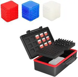 58 Slots Memory Card Case + 24pcs Clear SD Card Case: Camera Memory Card Case with Clear Plastic SD Card Case