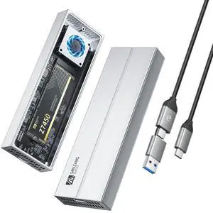 SANZANG USB4 40Gbps M.2 NVMe SSD Enclosure with Cooling Fan - Aluminum External Drive Case for MacBook Pro/Air M1/M2, Thunderbolt 3 Compatible, Supports 2230/2242/2260/2280 NVMe SSDs