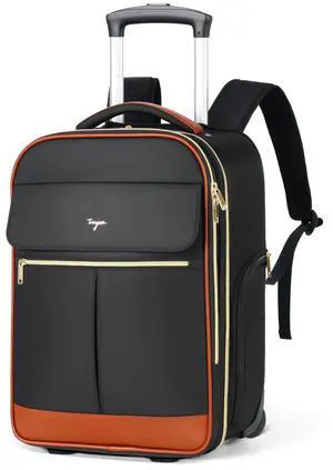 Tonyeee Rolling Backpack for Women, Large Travel Backpack with Wheels Carry on Flight Approved, 17 Inch Laptop Wheeled Roller Bag Suitcase Luggage for Work Bussiness Weekender (Black,L Underseat Size)