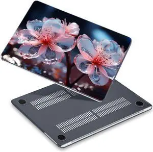 Yebiseven for MacBook Air 13.6" M4 Case 2025 2024 2022 Released A3240/A3113 M3/A2681 M2, Laptop Case with Keyboard Cover & Screen Protector & OTG Adapter & 2 Webcam Covers, Abstract 3D Flower