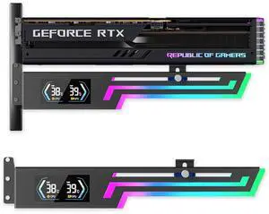 GSCOLER ARGB GPU Support Bracket with CPU & GPU Temp Display, Universal Graphics Card Support, Multi Angle Adjustable GPU Sag Bracket for Video Cards, GPU Stand Built-in 5V3PIN Addressable RGB Strip