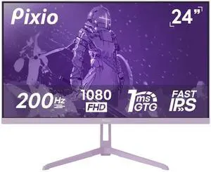 Pixio PX248 Wave Purple 24 inch 200Hz Refresh Rate FHD 1080p Resolution Fast IPS Panel 1ms GTG Response Time Purple Gaming Monitor with Adaptive Sync