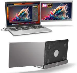 JoyReal Portable Monitor for Laptop Mac USB Dual Laptop Screen Extender 12'' FHD 1080P Second Travel Display for 13.6'' Mackbook Air M2
