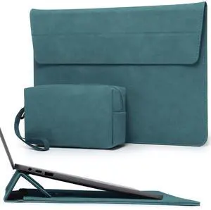HYZUO 15 Inch Laptop Sleeve Case with Stand Feature for MacBook Air 15 M4 A3241 M3 A3114 M2 A2941 2025-2023, MacBook Pro 15, 15" Surface Laptop 7/6/5/4/3, with Carrying Pouch, Dark Green