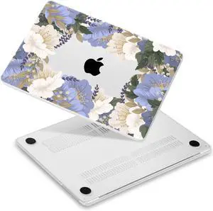 Yebiseven for M3/M2/M1 MacBook Pro 14" Case 2023 2021 Released A2918/ A2992/ A2779/ A2442, Hard Shell Case with Keyboard Cover+Screeen Film+OTG Adapter+2 Webcam Covers, Flower Frame