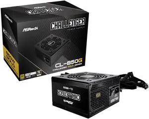ASRock Challenger 850W Power Supply Auto iCOOL Intelligent Fan Control 120mm Golf Blade 5 Years Warranty CL-850G 80 Plus Gold Certified Non-Modular ATX3.1 PCIe5.1 12V-2x6 Cable