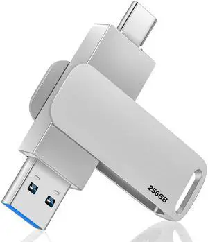 256GB Dual USB 3.0 2 in 1 OTG USB Type-C Jump Drive, Memory Stick for Photos/Videos/Music, External Storage for Smartphones, Tablets, PC, Mac (Sliver, 256GB) 256GB Dual USB 3.0 2 in 1 OTG USB Type-C Jump Drive, Memory Stick for Photos/Videos/Music, External Storage for Smartphones, Tablets, PC, Mac (Sliver, 256GB)