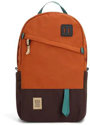 Topo Designs Daypack Classic  OG Daily Carry Pack Designed in Denver, Functional Travel Bag, Made from Recycled Nylon, 2 Padded Laptop Sleeves, 21L (Clay/Chocolate)