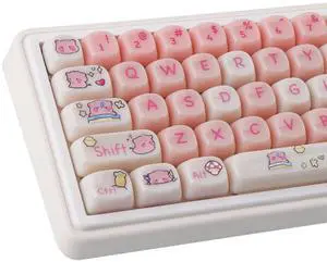 Hyekit MOA Keycaps - 140 Key Jade PC Cute Keycap 60% 75% 100% Translucent Shine Through Keycaps Creamy Custom Keyboard Keycap Set for Cherry MX Magnetic Switches Mechanical Keyboard