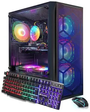 STGAubron Gaming PC Desktop Computer, Intel Core i7 8th Gen up to 4.1G, Radeon RX 580 8G, 16GB DDR4, 1TB SSD, WiFi 6, BT 5.2, RGB Fan x6, Windows 11 Home