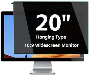 LYLSMGS Hanging 20 Inch Computer Privacy Screen Protector Shield, Eye Protection Anti Blue Light Glare Filter, Removable Data Security PC Privacy Screen Filter Panel, 16:9 Widescreen Monitor