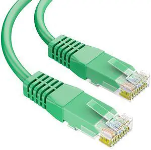 Syston Cat6e Ethernet Internet Cable Patch - 100 FT Green, 600MHz 23AWG 4pr UTP Solid Bare Copper Wire Indoor/Outdoor PoE PC Laptop, CMR Riser-Rated Sunlight Resistant RoHS Compliant UL ETL Certified