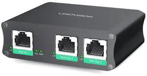 LINOVISION Industrial 2 Ports Gigabit PoE Extender, Passthrough and Split 30W PoE to Two PoE Cameras, PoE Repeater to Extends Extra 330ft - 3 Years Warrenty