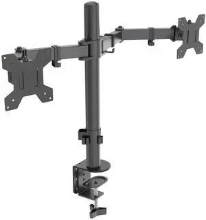 H&C(hcck&Cllassp) Dual Monitor Mount, Monitor Arm with Swivel, Tilt, Rotation, Height Adjustable, VESA Mount for 17-27 Monitors up to 17.6lbs, Desk Mount with C-Clamp, Black