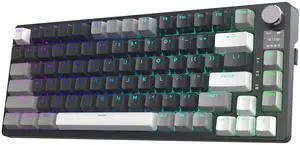 TECWARE Phantom S 75% Gasket-Mounted Mechanical Keyboard w/TFT Display and Knob, Red Switches (Black/Grey) Linear Switch (Red Switch (Linear))