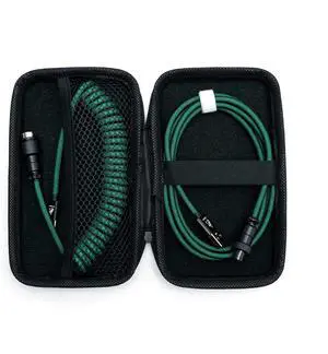 Formulamod USB C Coiled Keyboard Cable for Mechanical Keyboard, Coiled USB AviatorCable, Pro Double Sleeved Cable with Organizer Zipper Box (Green)