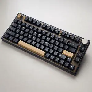 NJ80-AP Wireless Mechanical Keyboard with Knob Bluetooth 5.0/2.4G/Wired Connection 75% Hot Swappable Custom RGB Programmable Gaming Keyboard with PBT Keycap for Win Mac