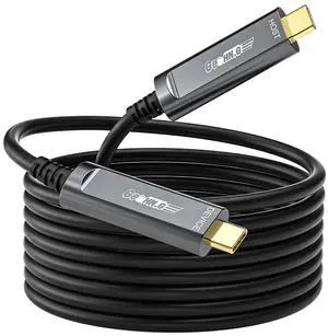 USB C to C Fiber Optic Extension Cable 20M/65FT, USB 3.2 10Gbps Long Distance Active Optical USB C GEN2 Cable for VR/AR, Quest2, Webcam, Camera, Mini PC and More - Grey