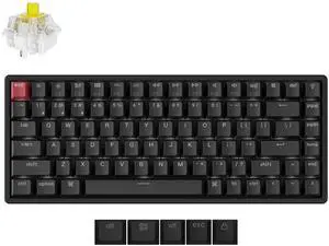 Keychron K2 75% Layout QMK Wireless and Wired Options Mechanical Keyboard Super Banana Switch, Paired with Shine-Through Double-Shot PBT Keycaps for Mac Windows-Version 3