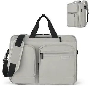 Hanke Underseat Carry On Bag, Convertible Laptop Bag for Men Women, 17.3 Inch Business Computer Briefcase Laptop Messenger Bag, Water-Resistant Travel Tote Personal Item, Rock Grey