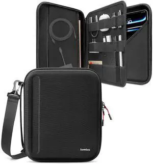 tomtoc Portfolio Shoulder Bag for 2025 13 Inch iPad Pro M5/M4 & iPad Air M3/M2 2024, 12.9-inch iPad Pro, Protective Case with Accessories Pocket, Carrying Storage for Pencil Pro/Adapter/Magic Keyboard
