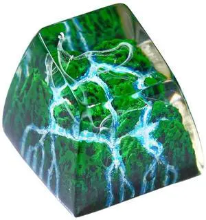 Mystery Mountain Forest with Waterfall Artisan Keycap R1 SA Profile Custom Rain Forest Keycaps 1U ESC Handmade Gaming Resin Key Cap Cherry MX Switch Compatible Mechanical Keyboard Nature Lover Gift