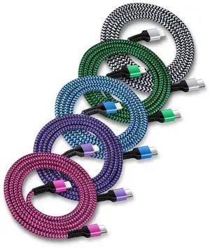 USB-c to Lightning Cable 6 Feet/5pack, Phone Charger Braided Wire Power Line Fast Charging for Apple 14 Pro Max Plus 13 12 11 10, Apple Original Certified Usbc Lightening Cord C Type Lighting Cords